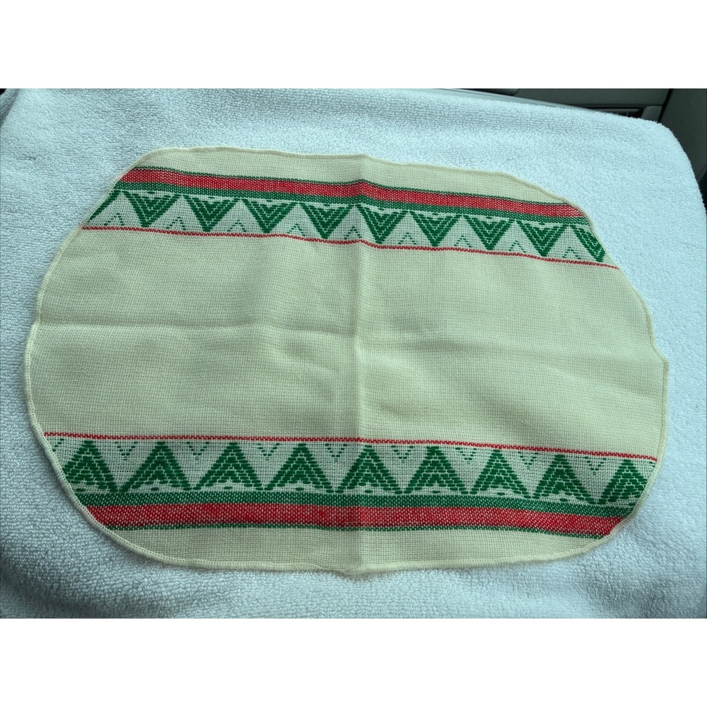 2 Vintage Needlepoint Christmas Tree Woven Embroidered Christmas Placemats Set‎